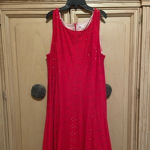 Sleeveless flair dress red orange-Flattering fit